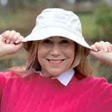 Woman wearing Indie Lee Bucket Hat