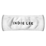 Indie Lee white absorbent headband for washing face or applying skincare