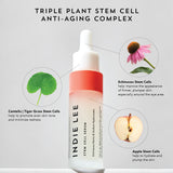 Bottle of Indie Lee Stem Cell Serum with ingredients and their benefits