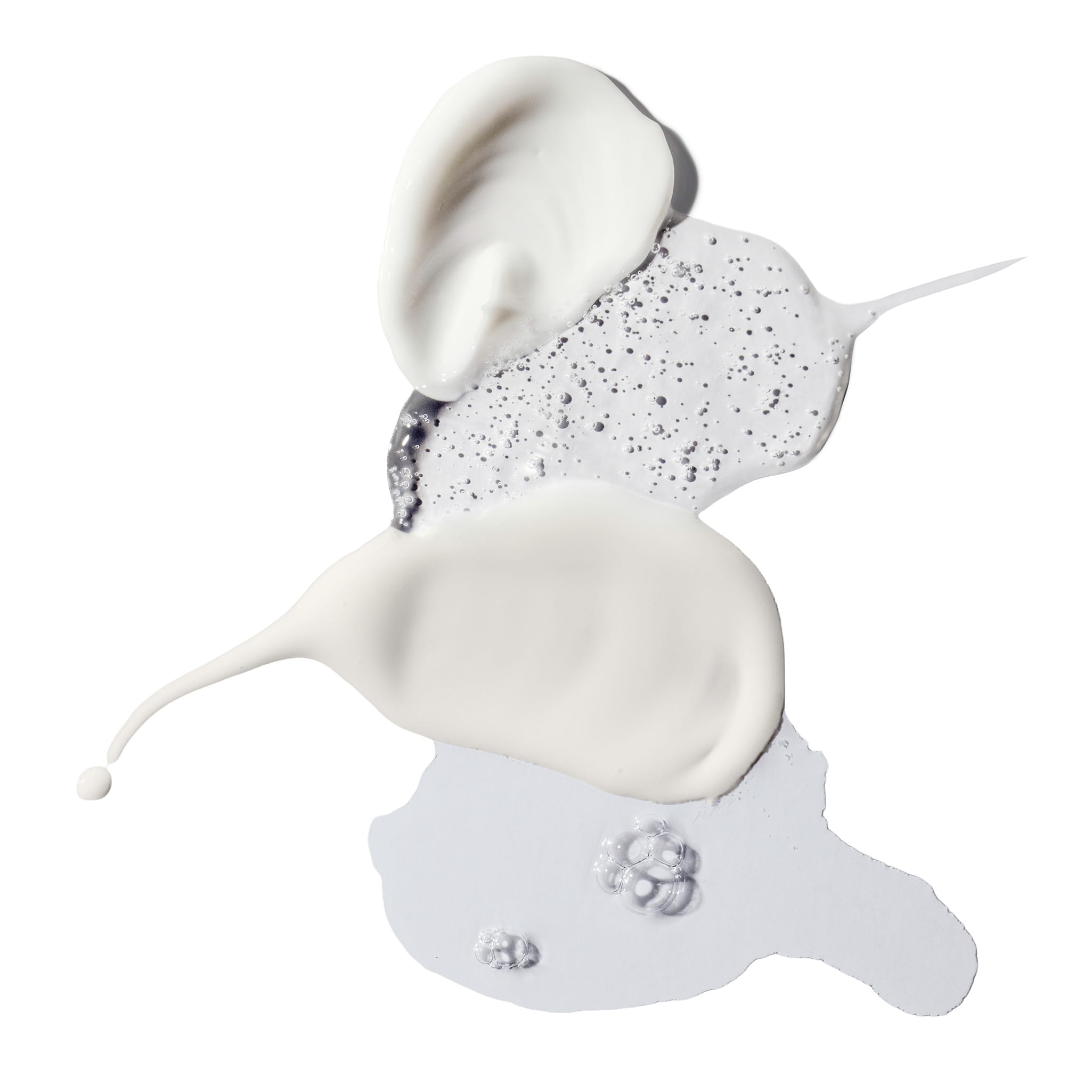 Swatches of Indie Lee Botanicals skincare products on white background