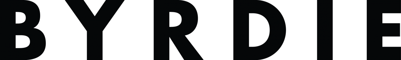 Black 'BYRDIE' logo on a white background